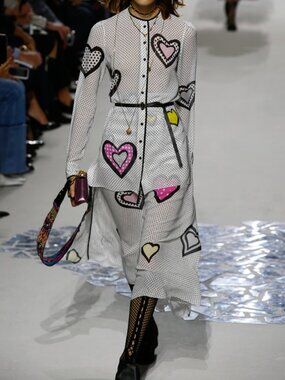 Christian Dior SS 18 White Polka Dot Heart Sheer Blouse Button Shirt 6/FR 38